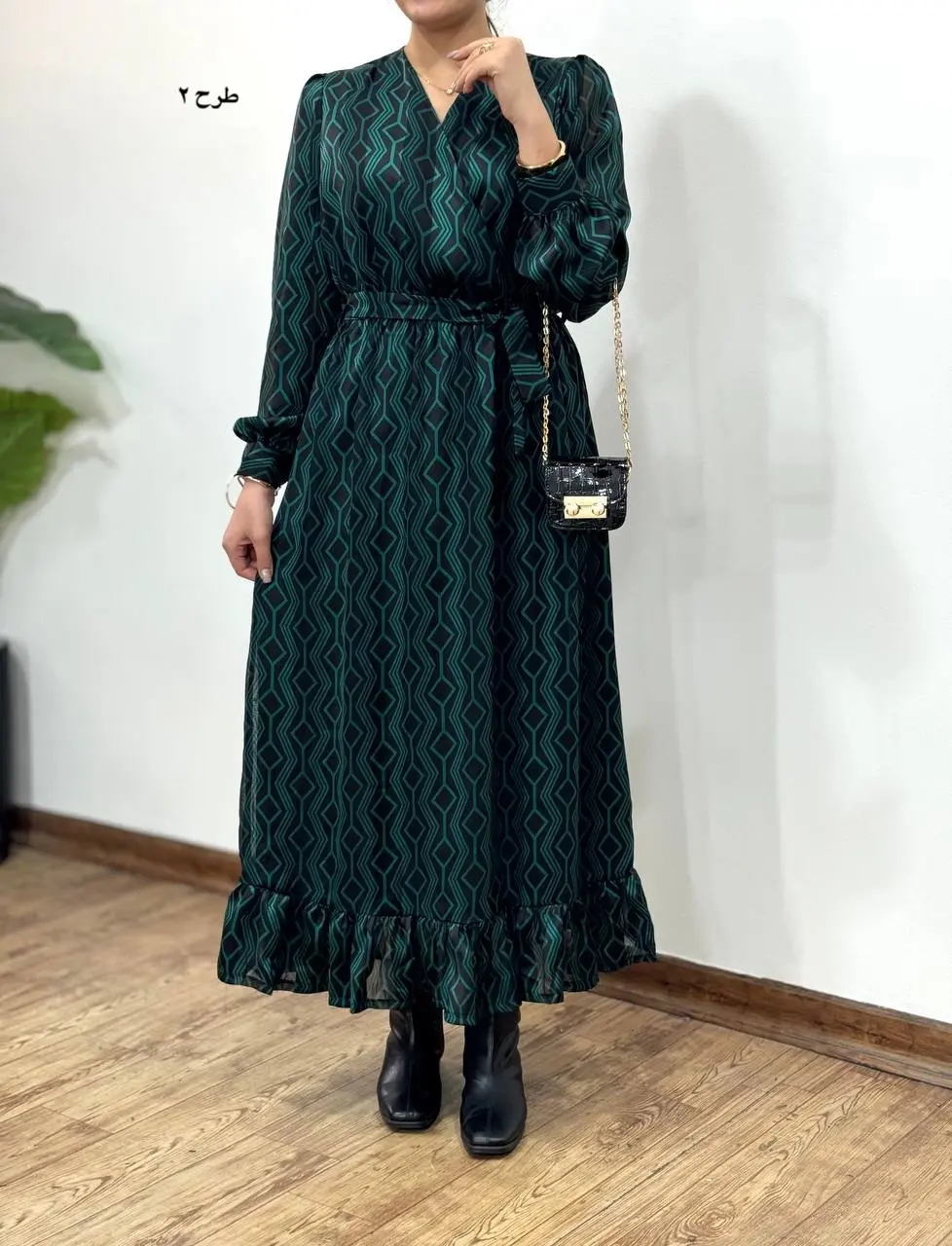 پیراهن بلند حریر آستردار آوا کد 4397